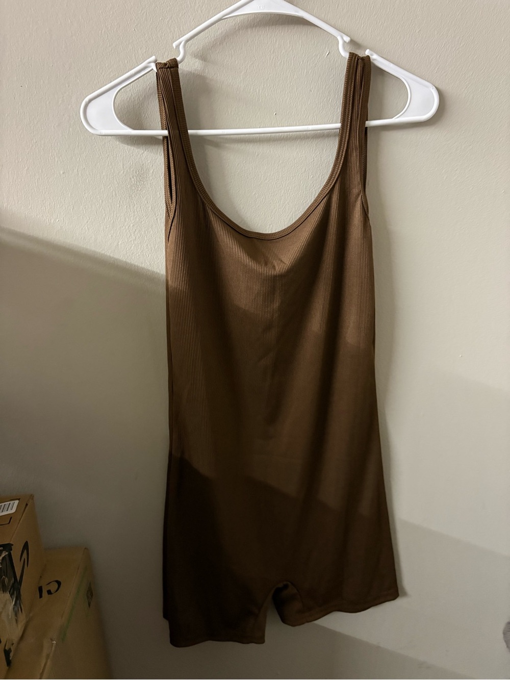NWT Brown Ribbed Sleeveless Romper